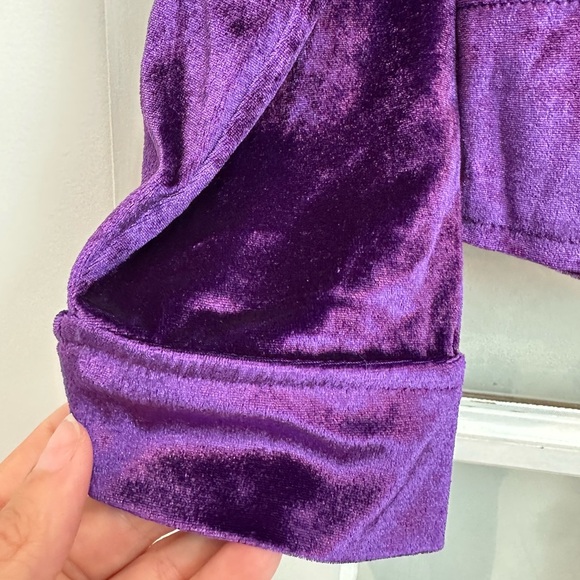 Robert Louis Designer Silk Sasha Purple Velvet Button Up Blouse Size Small S NWT - Picture 10 of 11